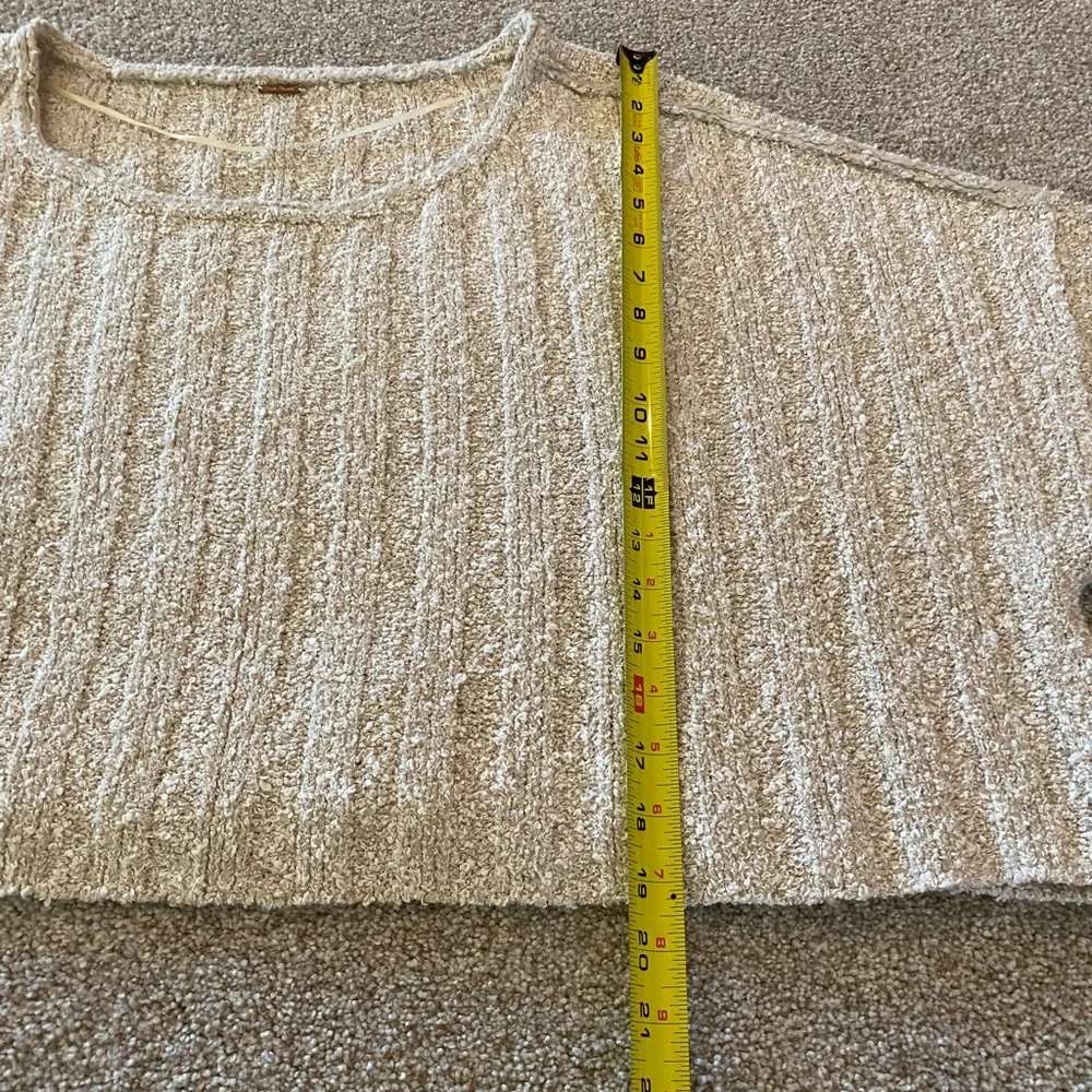 Free People Textured Bouclé Cropped Top in Light Beige - Picture 3 of 7